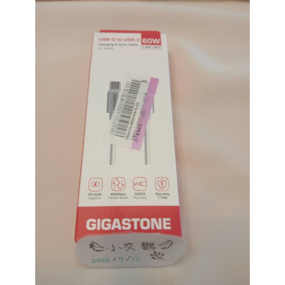 【Gigastone】Type-C to C｜ 60W 高速充電傳輸線｜CC-7600W-細節圖4