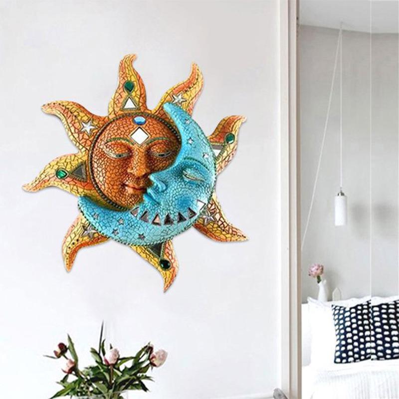 「薰詩奈」現貨 日月造型掛件 能量掛件 太陽 月亮 日月之神墻壁裝飾室內室外裝飾-細節圖2