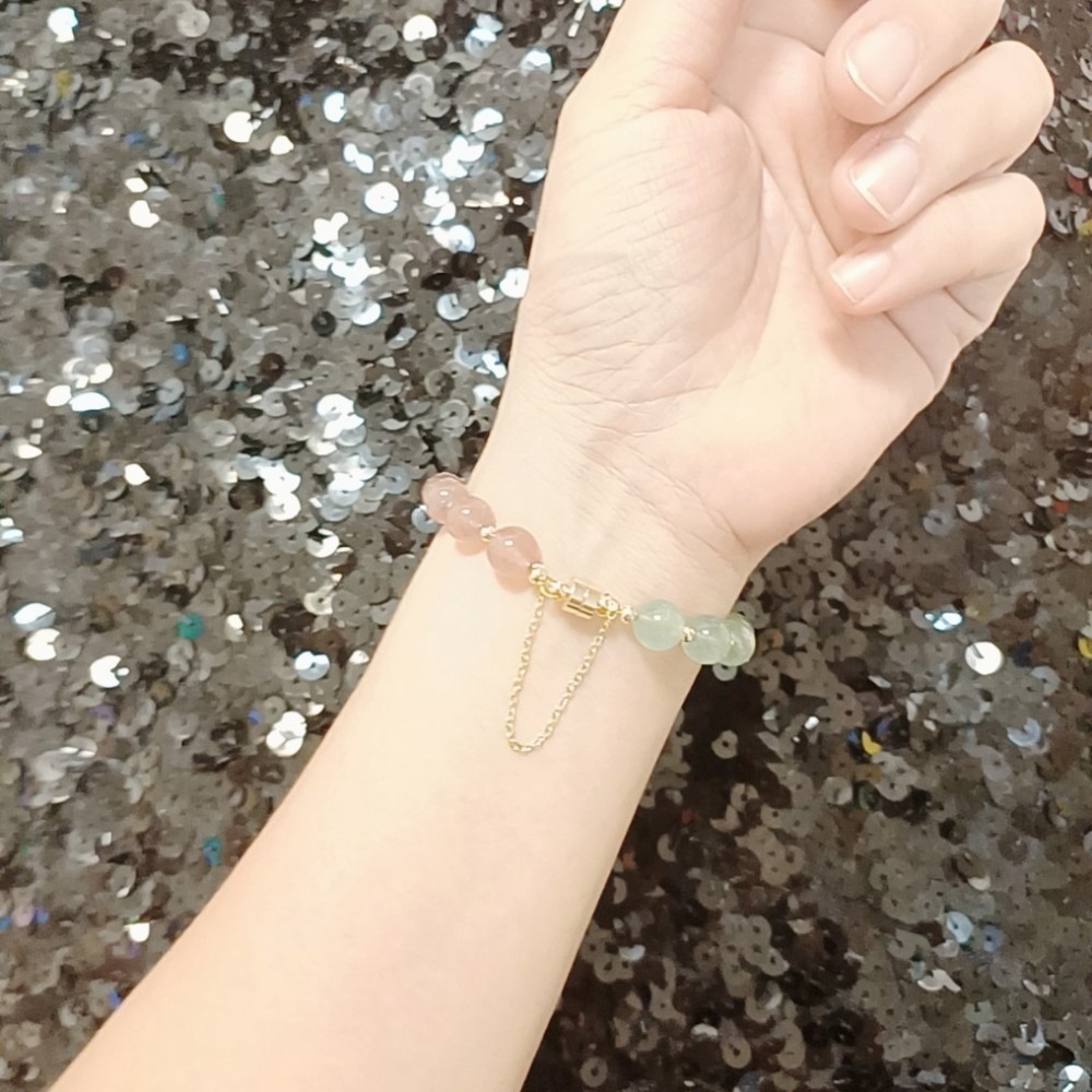 ✨磁吸式💖珍珠草莓晶水晶手鍊 招桃花 招人緣 把握好機會-細節圖6