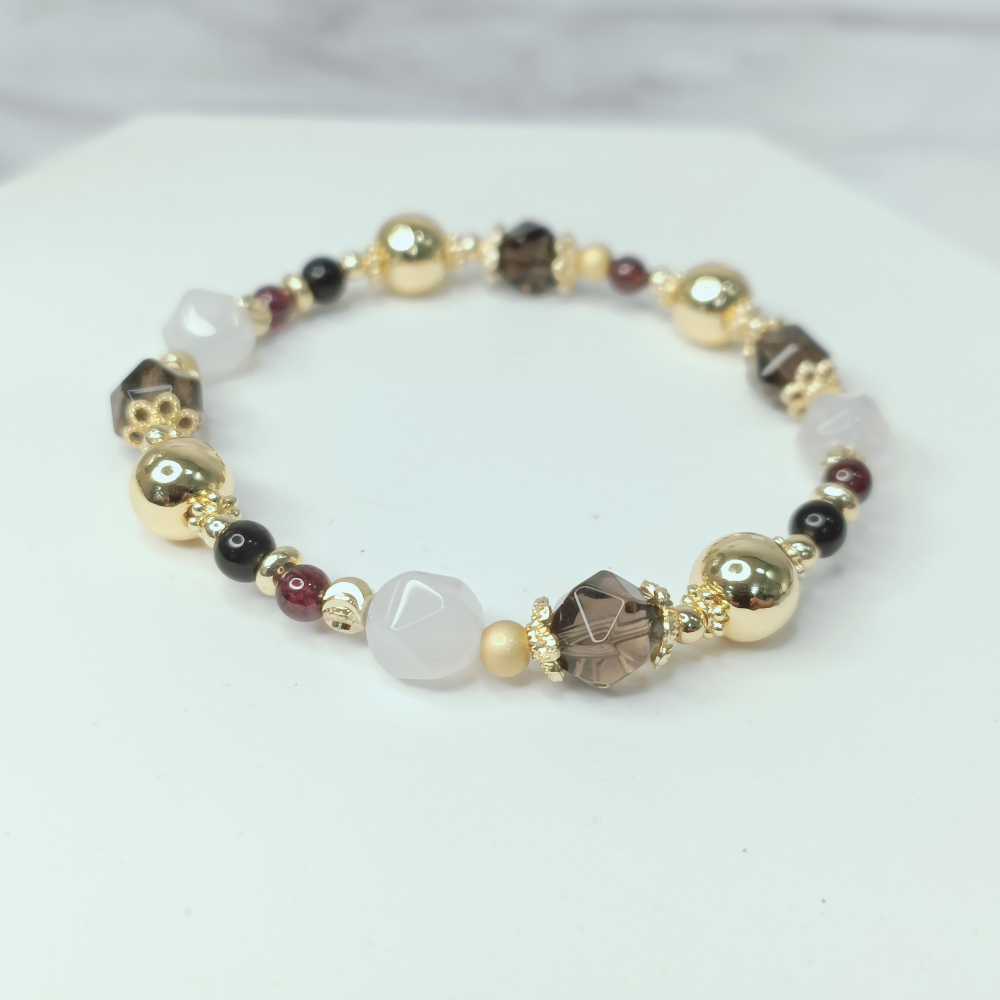 茶白琉光水晶手鍊 茶水晶 白水晶 水晶手鍊 好運 淨化負能量 2025新款-細節圖2