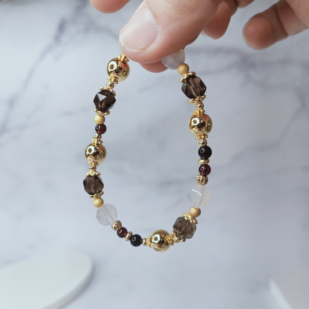 茶白琉光水晶手鍊 茶水晶 白水晶 水晶手鍊 好運 淨化負能量 2025新款-細節圖3