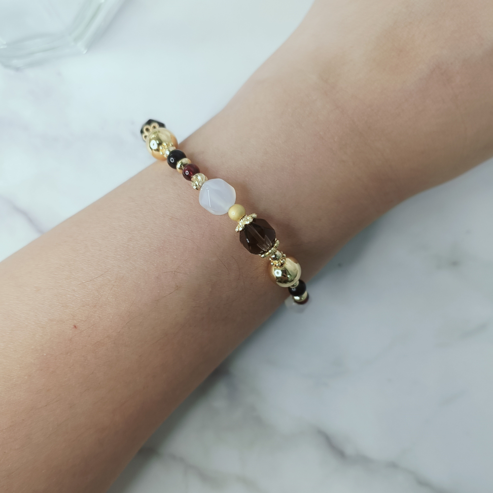 茶白琉光水晶手鍊 茶水晶 白水晶 水晶手鍊 好運 淨化負能量 2025新款-細節圖4