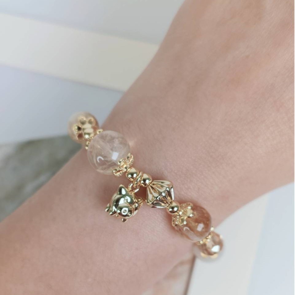 招財水晶手鍊 黃水晶 黃髮晶 招財 財神 財運 正財 偏財-細節圖2