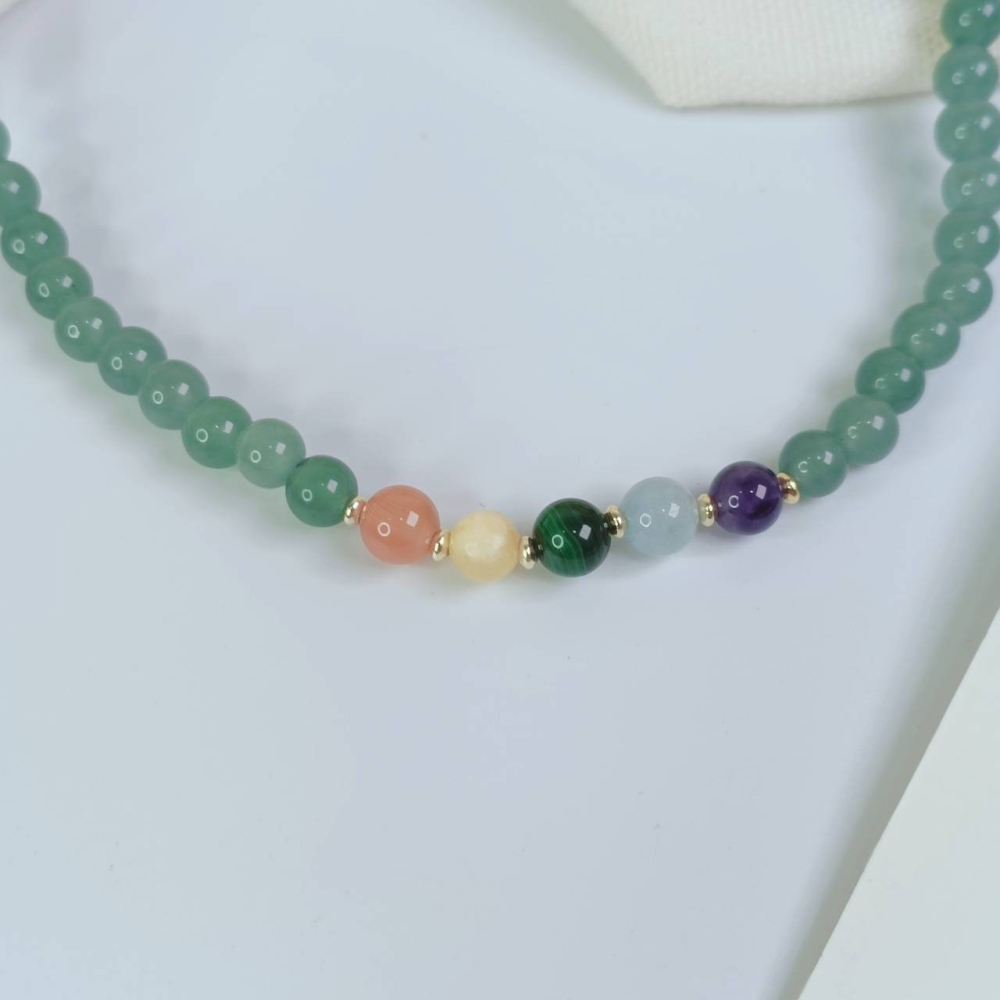 靜謐水玉髓 · 天然能量手鍊 紫水晶 孔雀石 海藍寶-細節圖2