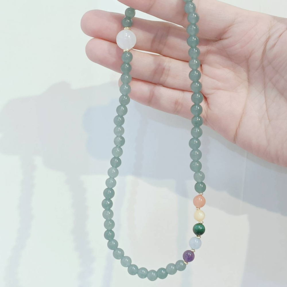 靜謐水玉髓 · 天然能量手鍊 紫水晶 孔雀石 海藍寶-細節圖4