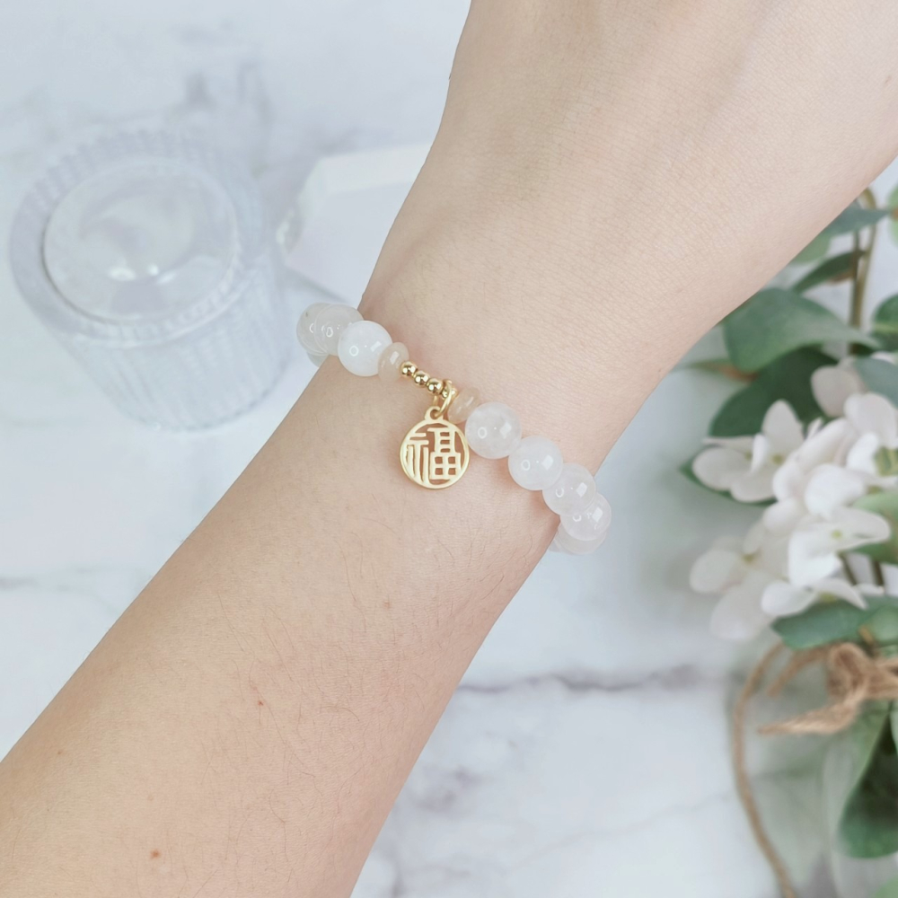 ✨現貨 快速出貨 草莓晶 925福牌 轉運招桃花手鍊 桃花 人緣 平安 福氣 好運 招人緣-細節圖4