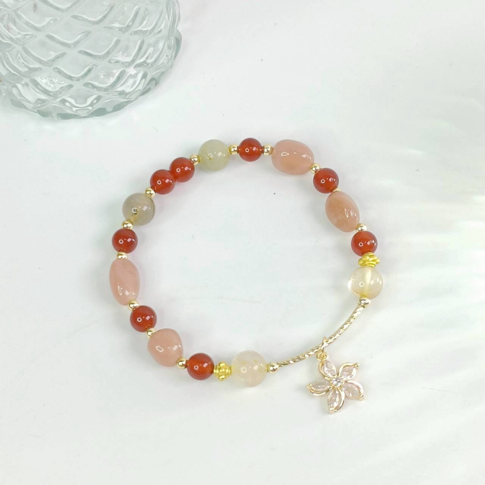 《星象流年・能量調頻手鍊》🔥 火象｜焰啟 尺寸:約14.5~15cm 牡羊座 獅子座 射手座 太陽石、紅瑪瑙、茶晶-細節圖4