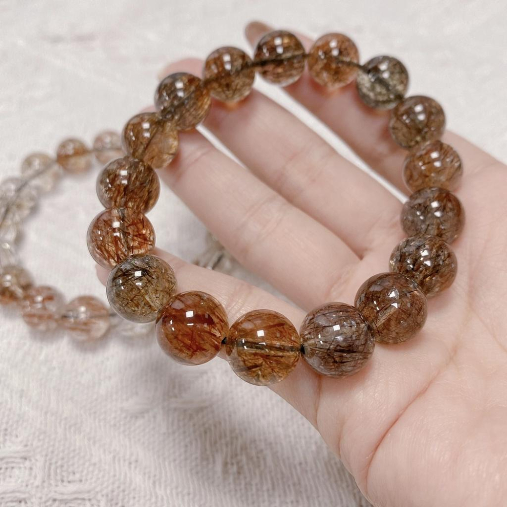 【能量加倍強化版🔥】超七手珠 黑金超七雲母 冰透黑金 手串 手鍊 天然水晶 黑金超七雲母手珠【CR020】-細節圖4