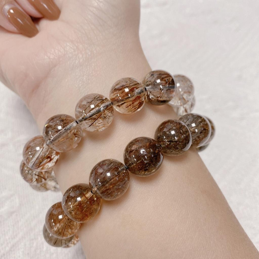 【能量加倍強化版🔥】超七手珠 黑金超七雲母 冰透黑金 手串 手鍊 天然水晶 黑金超七雲母手珠【CR020】-細節圖6