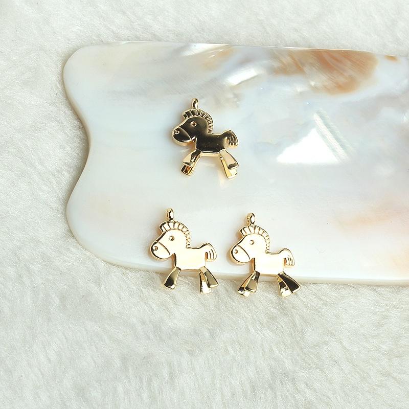 ✨星辰✨ 小馬吊墜 吊墜 立體小馬吊墜 14K包金 串珠材料 DIY材料包 銀飾 串珠 散珠 吊飾【MA024】-細節圖3