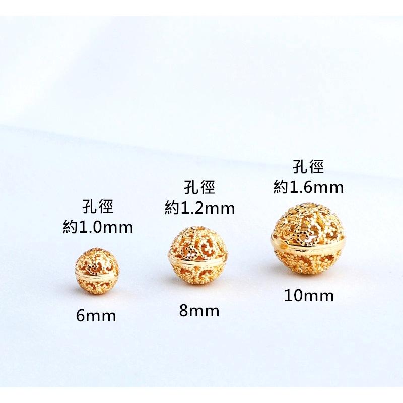 ✨星辰✨ 簍空珠 簍空球 簍空花球 隔珠 金珠 圓珠 14K包金 串珠材料 DIY材料包 隔珠 散珠【MA070】-細節圖2
