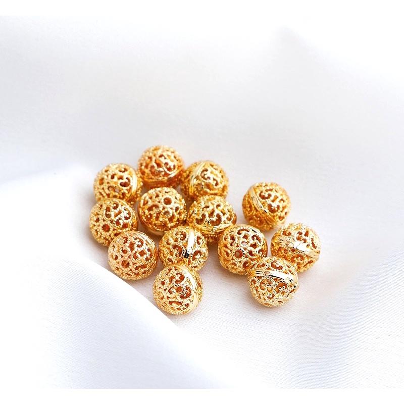✨星辰✨ 簍空珠 簍空球 簍空花球 隔珠 金珠 圓珠 14K包金 串珠材料 DIY材料包 隔珠 散珠【MA070】-細節圖4
