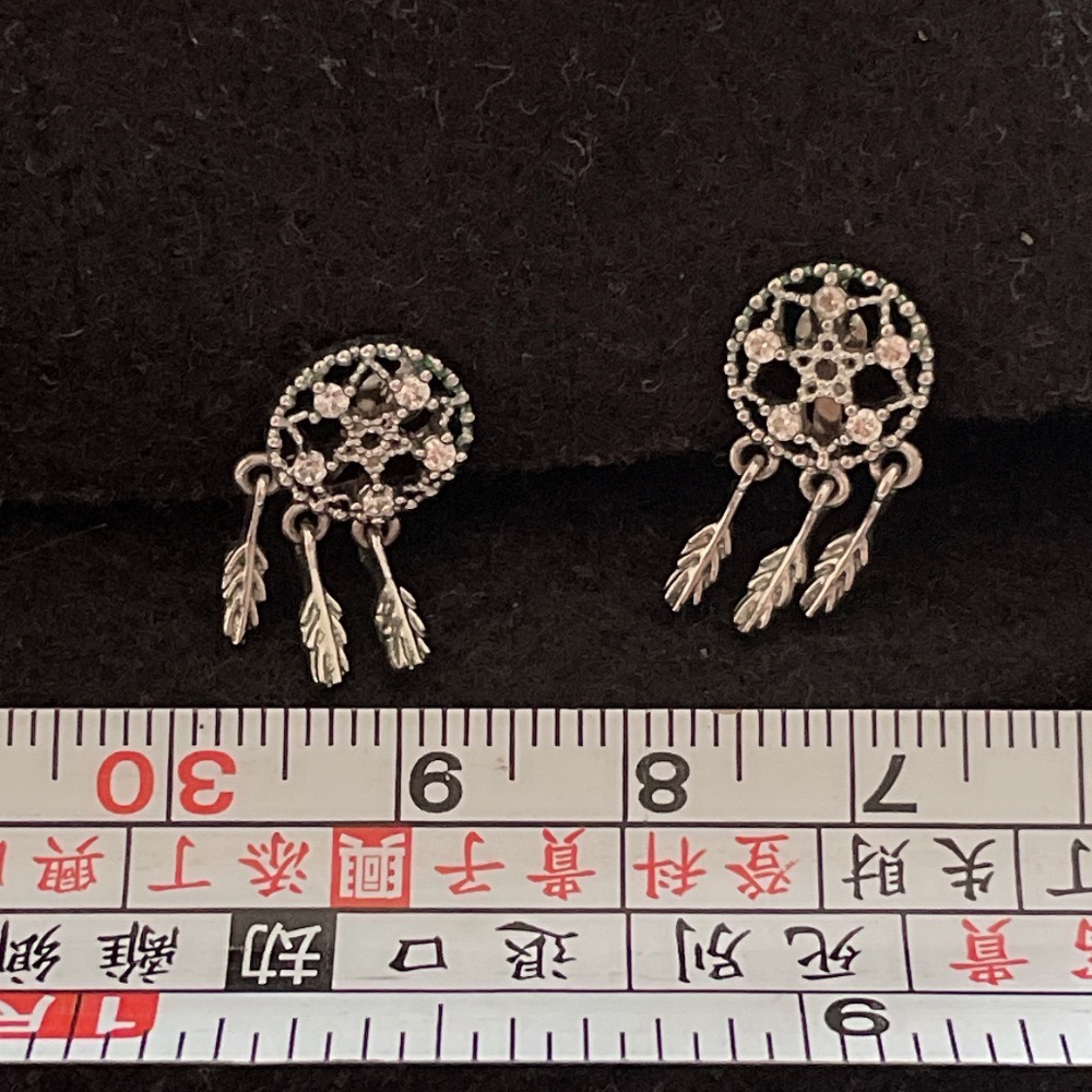 韓 氣質 輕巧 捕夢網 造型 羽毛 垂墜式 夾式耳環@c519€-細節圖2