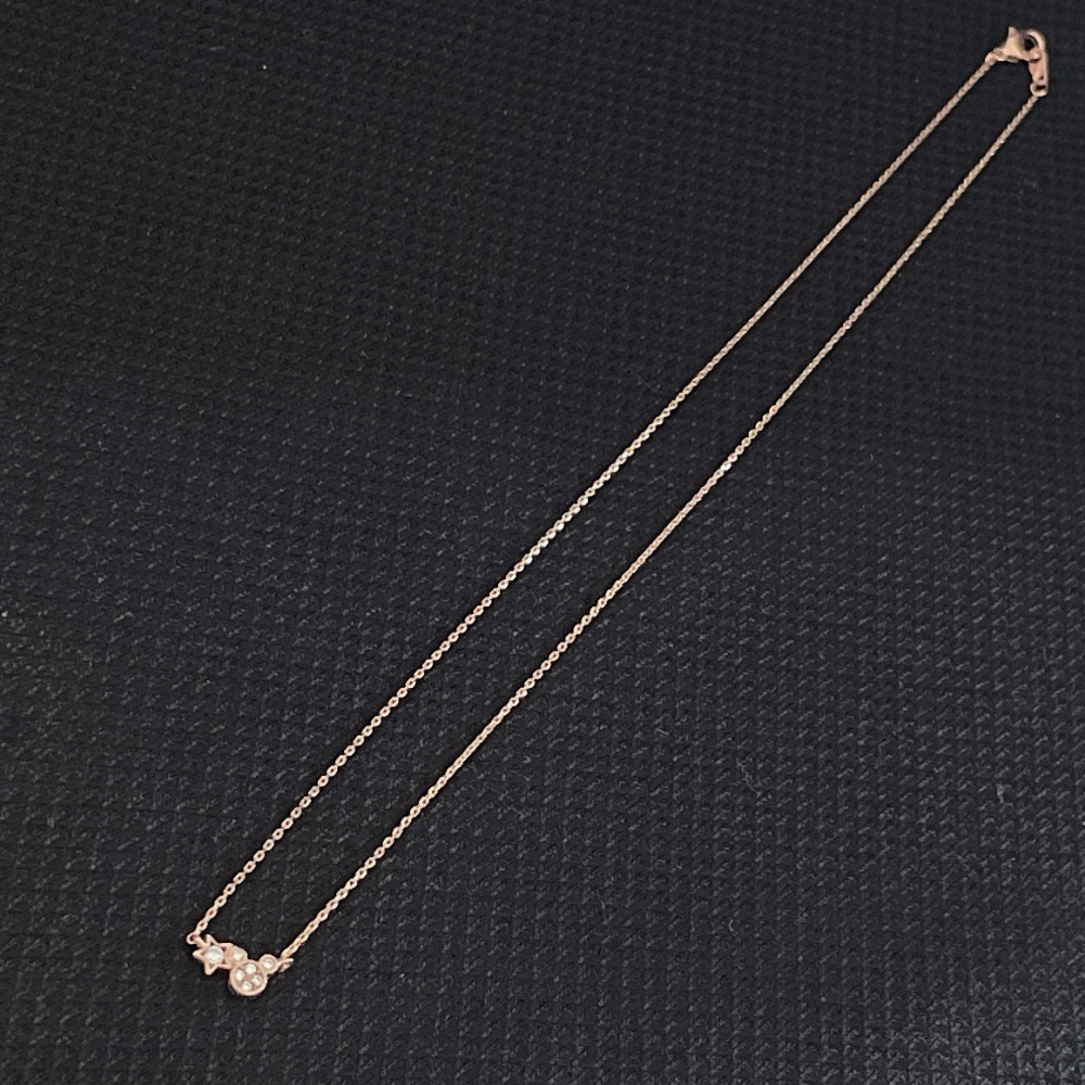 米老鼠造型鈦鋼精緻細膩鑽石項鍊 鎖骨鍊 頸鍊 抗敏 玫瑰金色@c519€-細節圖3