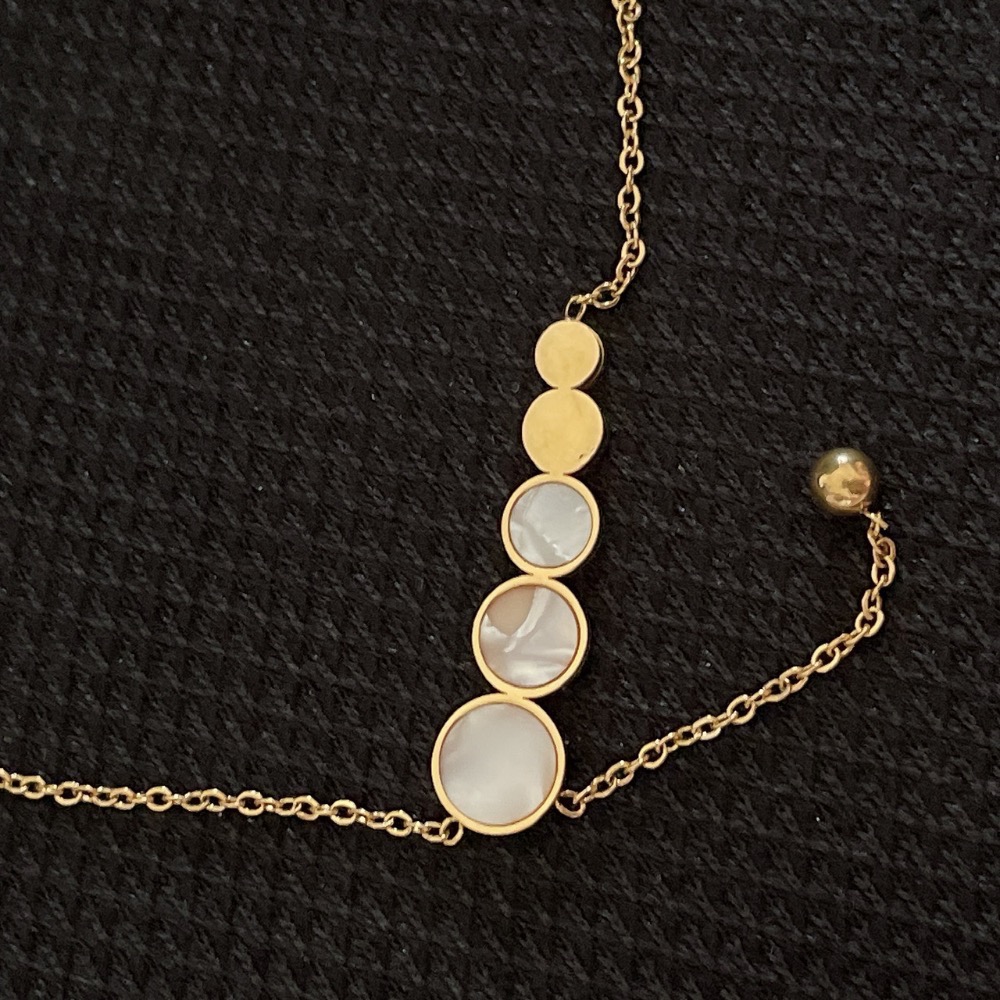 貝殼氣質鋼精緻細膩鎖骨玫瑰金頸鍊 仙氣抗敏 鈦鋼 鍍18 K@c519€-細節圖3