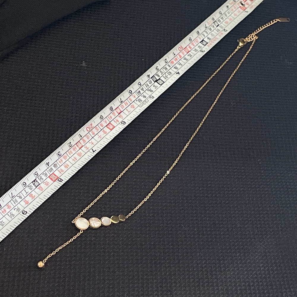 貝殼氣質鋼精緻細膩鎖骨玫瑰金頸鍊 仙氣抗敏 鈦鋼 鍍18 K@c519€-細節圖4