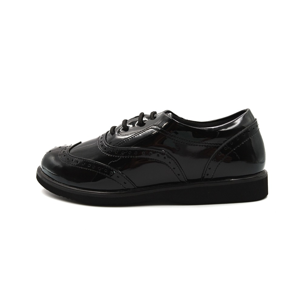 ELEFUNK ＂CAS-80B＂ CLASSIC CASUAL SHOES LITE 經典黑色亮皮 布洛克 輕量復古鞋-細節圖2