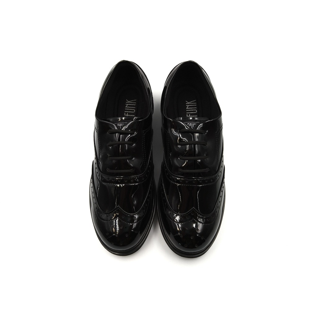 ELEFUNK ＂CAS-80B＂ CLASSIC CASUAL SHOES LITE 經典黑色亮皮 布洛克 輕量復古鞋-細節圖3