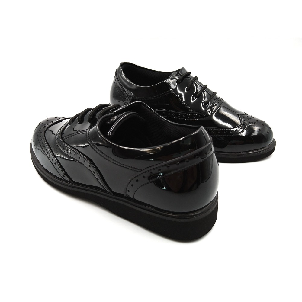 ELEFUNK ＂CAS-80B＂ CLASSIC CASUAL SHOES LITE 經典黑色亮皮 布洛克 輕量復古鞋-細節圖4