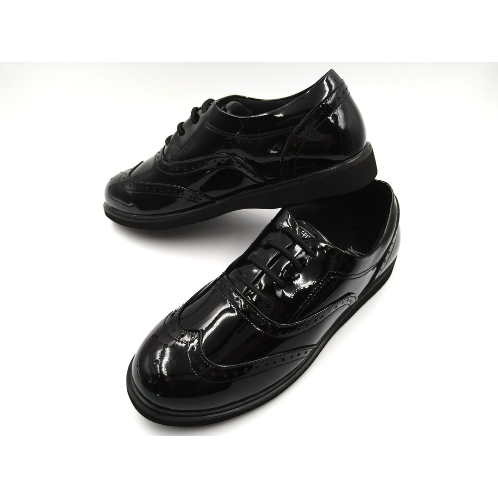 ELEFUNK ＂CAS-80B＂ CLASSIC CASUAL SHOES LITE 經典黑色亮皮 布洛克 輕量復古鞋-細節圖5