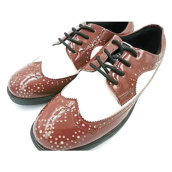 ELEFUNK ＂NJ-202＂ CLASSIC BROGUE SHOES 經典咖啡白拼接亮皮 布洛克 復古 紳士鞋-細節圖5