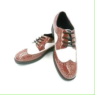 ELEFUNK ＂NJ-202＂ CLASSIC BROGUE SHOES 經典咖啡白拼接亮皮 布洛克 復古 紳士鞋-細節圖6