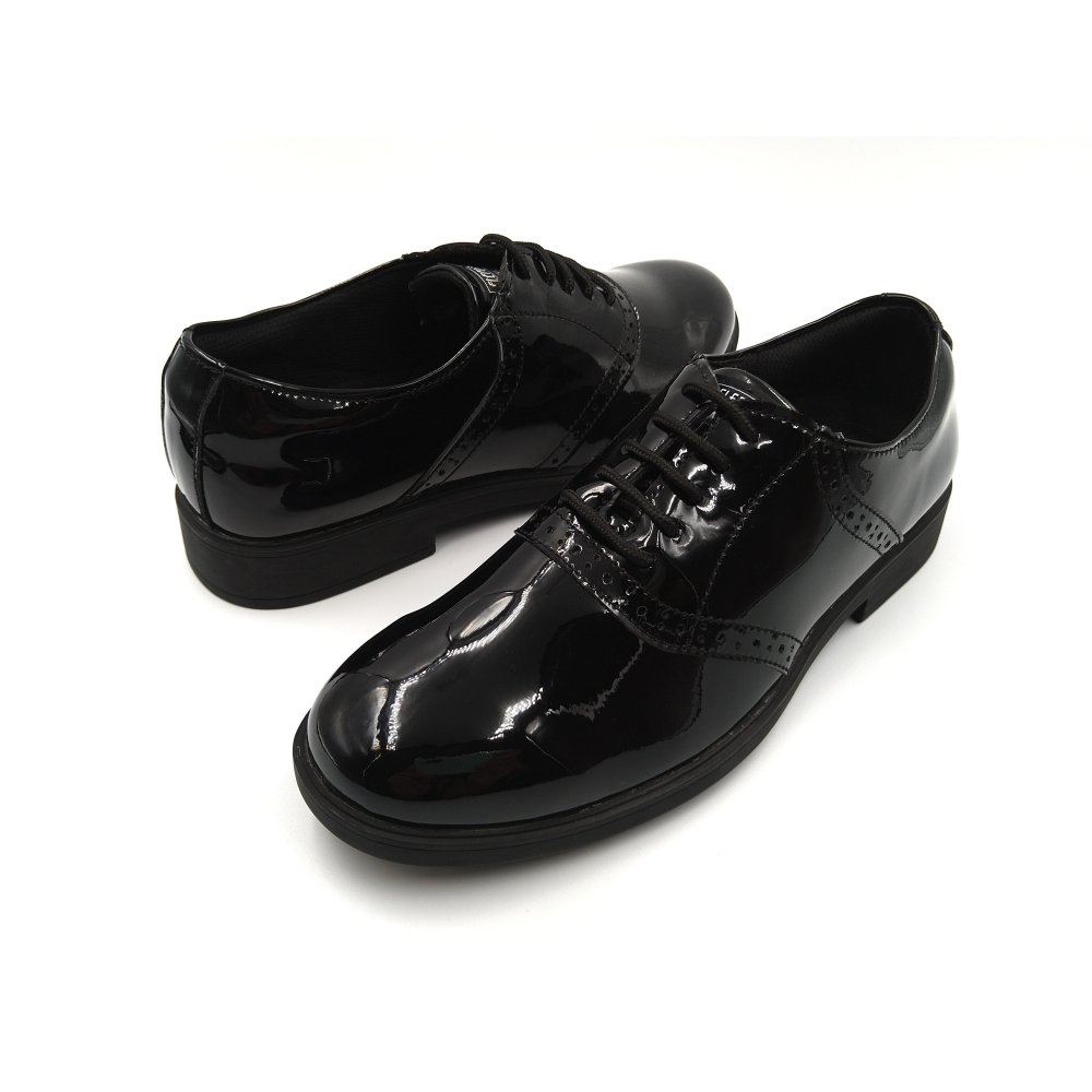 ELEFUNK ＂GF-03＂ SADDLE SHOES 經典全黑亮皮 布洛克 復古 休閒鞋-細節圖2