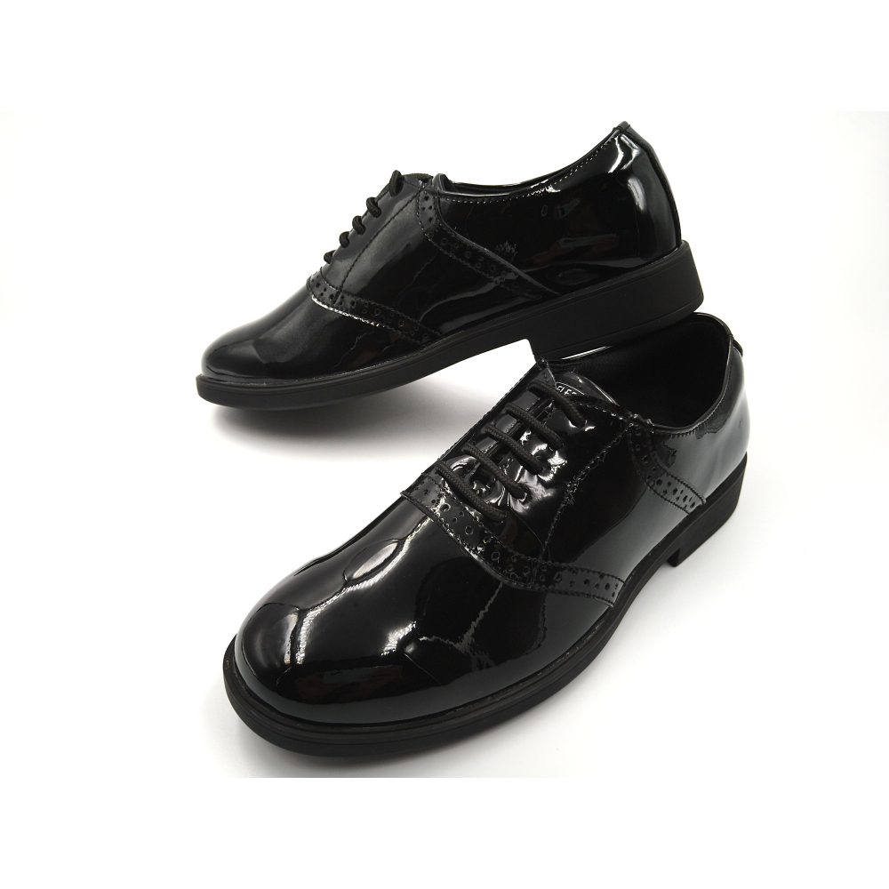 ELEFUNK ＂GF-03＂ SADDLE SHOES 經典全黑亮皮 布洛克 復古 休閒鞋-細節圖3