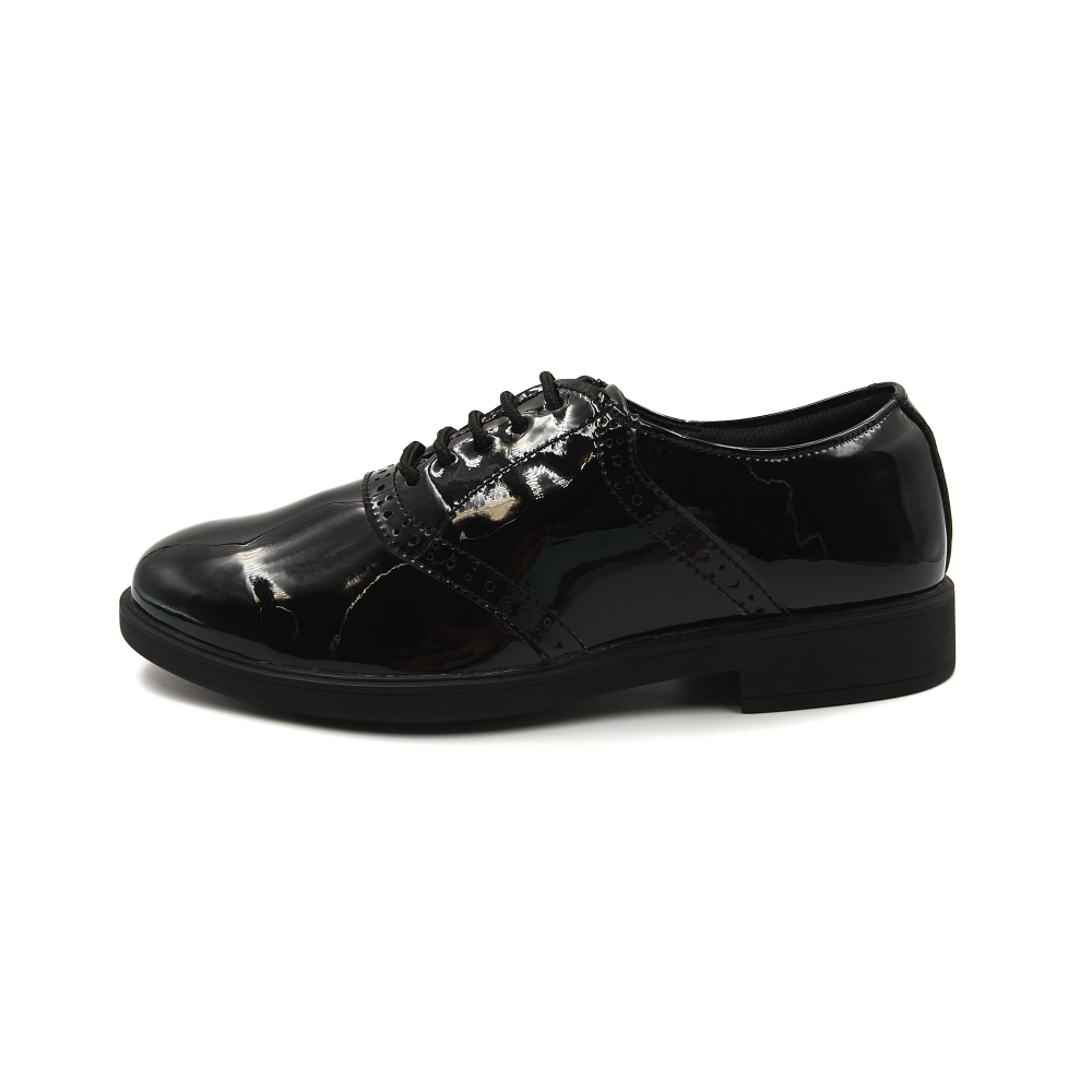 ELEFUNK ＂GF-03＂ SADDLE SHOES 經典全黑亮皮 布洛克 復古 休閒鞋-細節圖4