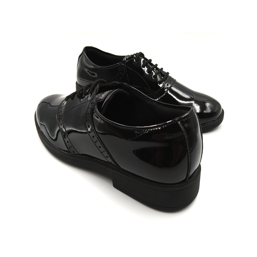 ELEFUNK ＂GF-03＂ SADDLE SHOES 經典全黑亮皮 布洛克 復古 休閒鞋-細節圖5