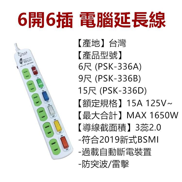 台灣製 電精靈電腦延長線 1開4插 4開4插 6開6插 延長線 電源線【RS1289】-細節圖8