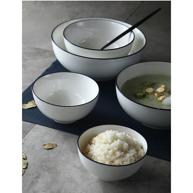 簡約 陶瓷碗 日式  五吋 藍邊陶瓷碗 湯碗 陶瓷碗  廚房餐具【RS909】-細節圖4