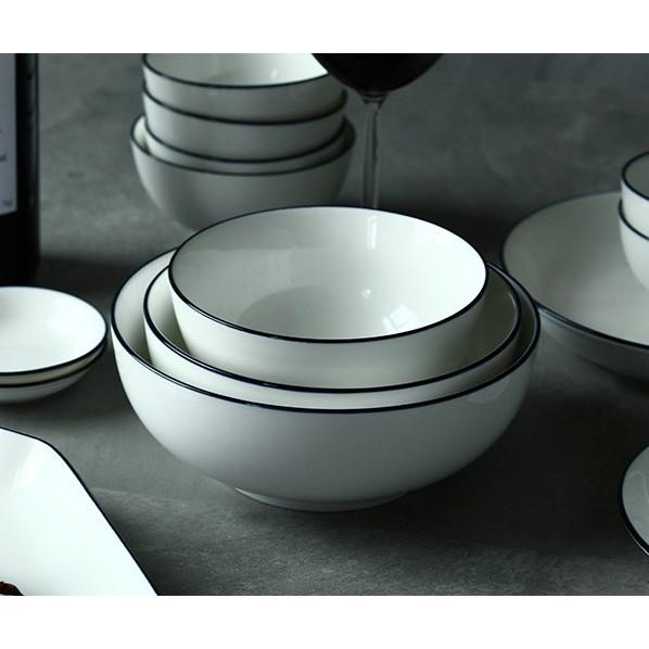 簡約 陶瓷碗 日式  五吋 藍邊陶瓷碗 湯碗 陶瓷碗  廚房餐具【RS909】-細節圖5