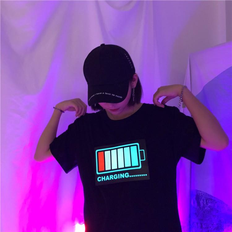 [台灣出貨]抖音 夜店KTV必備款 聲控發光T恤 T恤 發光 短袖 上衣 街舞表演【RS803】-細節圖4