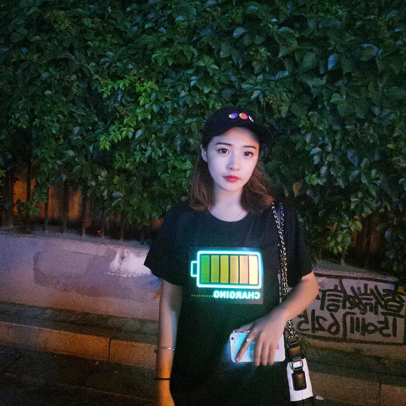 [台灣出貨]抖音 夜店KTV必備款 聲控發光T恤 T恤 發光 短袖 上衣 街舞表演【RS803】-細節圖8