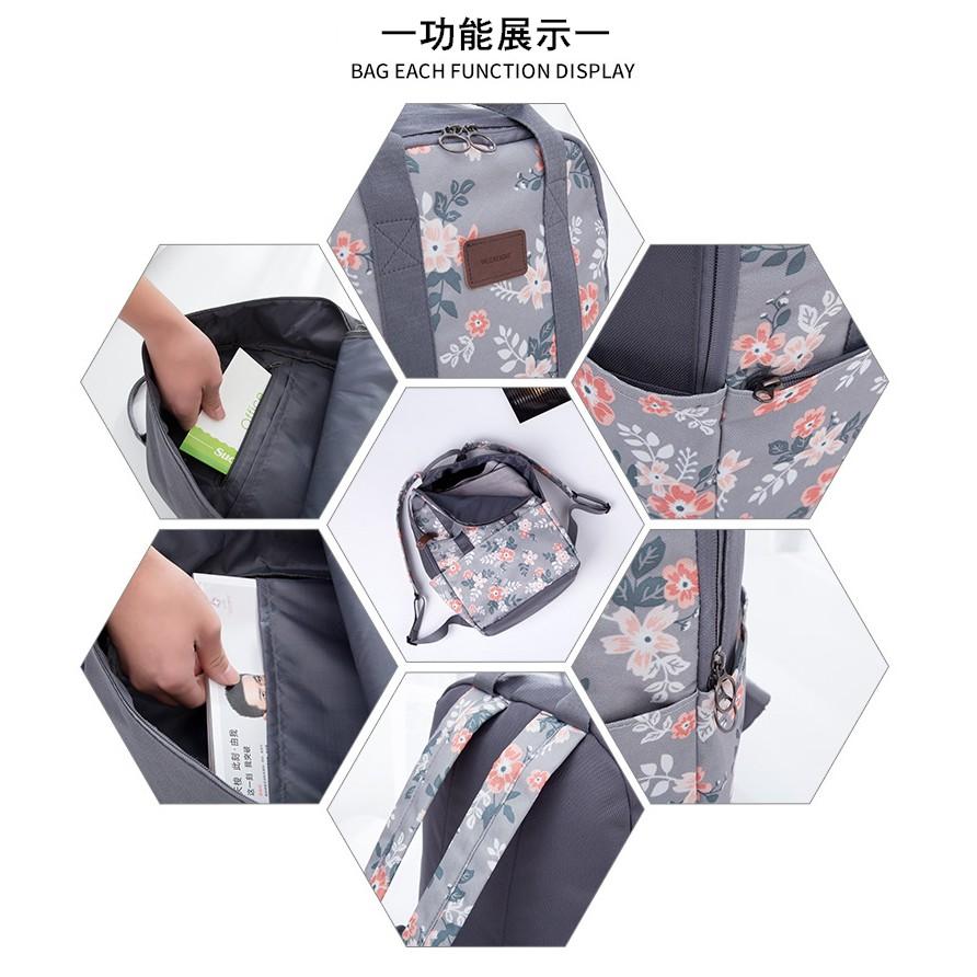 韓國官網同款 火鶴 火烈鳥 田園風 花朵 後背包 單肩包 手機包 出國 旅行 可放筆電 A4紙【RB488】-細節圖9