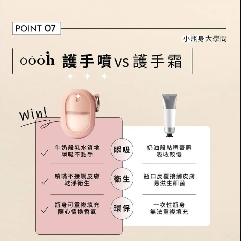 喔喔【oooh 】  3.0 用噴的護手霜30ml  護手霜 補充瓶60ml 護髮 聖誕交換禮物 莫蘭迪色系-細節圖7