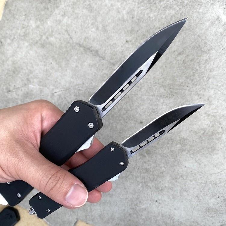 【台灣免運24H出貨】跳刀 小刀 鋁合金刀 彈簧刀 直刀 登山刀 露營刀 求生刀 戰術刀 防身刀 伸縮刀 【CP188】-細節圖9