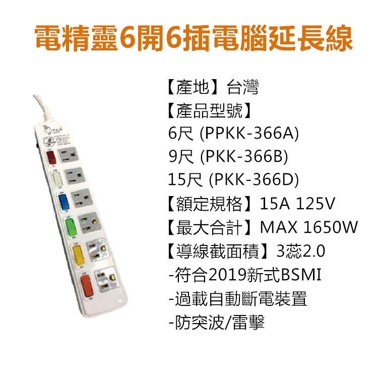 延長線 【台灣製新安規開發票】 電腦延長線 多尺寸 電精靈 1開4插 4開4插 6開6插 電源線 插座【RS1289】-細節圖5