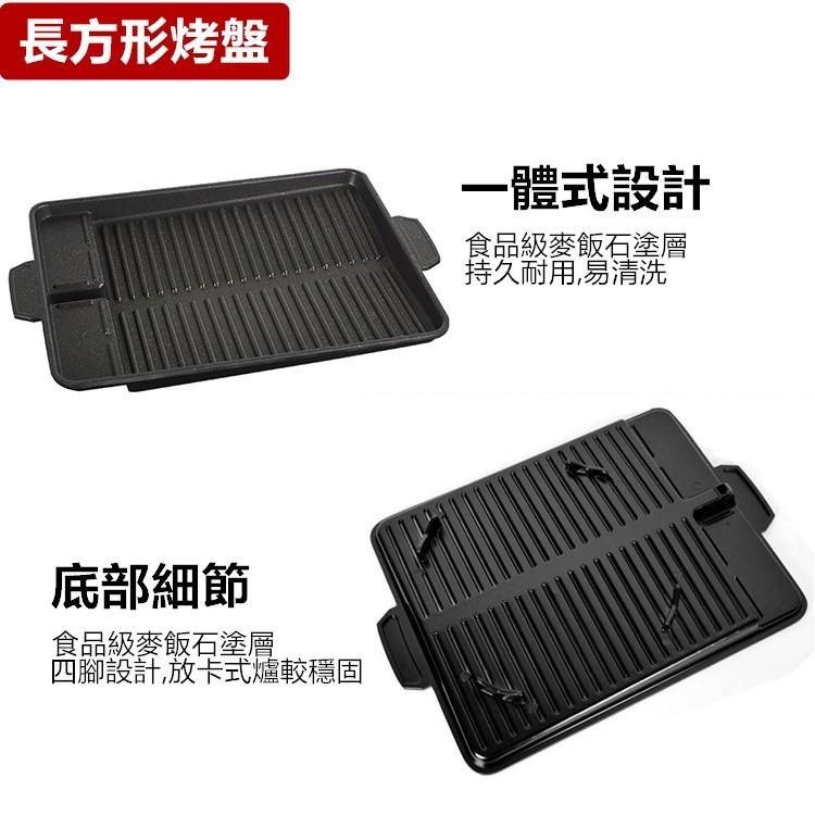 烤盤 韓式烤盤 方形/圓型/長方形 麥飯石烤盤 無煙盤 烤肉盤 漏油設計 卡式爐用 露營 烤肉 戶外【RS1133】-細節圖6