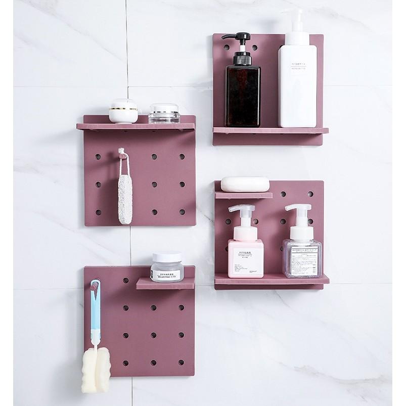 現貨 彩色牆掛洞洞板 免釘牆掛式收納架 牆面置物架 組合收納板 牆掛收納版【RS1098】-細節圖6
