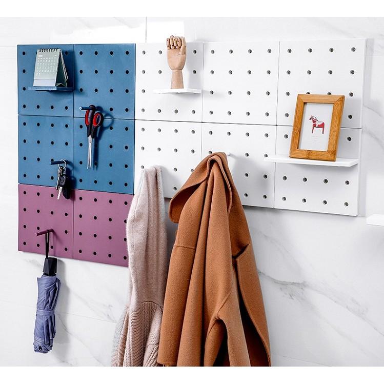 現貨 彩色牆掛洞洞板 免釘牆掛式收納架 牆面置物架 組合收納板 牆掛收納版【RS1098】-細節圖7