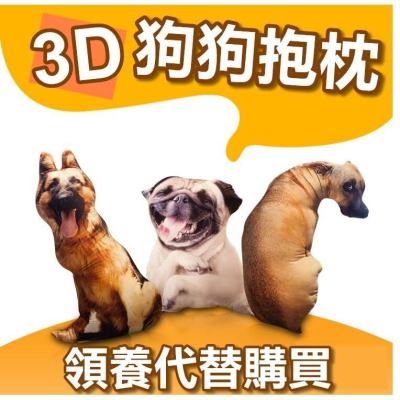 創意仿真3D狗狗抱枕 55cm可拆洗 沙發靠墊辦公室聖誕交換禮物生日禮物【RS513】