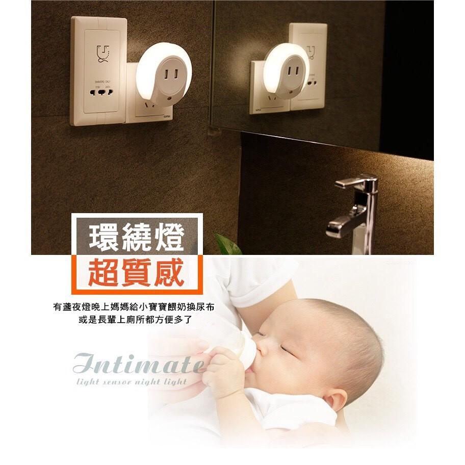 小夜燈 智能創意居家光控LED夜燈 智能光控感應功能 床頭燈 內建USB充電插座 快充頭 豆腐頭【RS727】-細節圖7