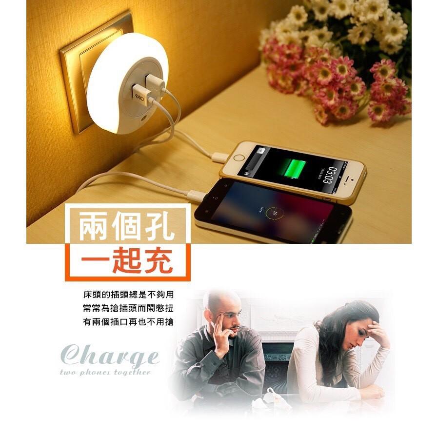 小夜燈 智能創意居家光控LED夜燈 智能光控感應功能 床頭燈 內建USB充電插座 快充頭 豆腐頭【RS727】-細節圖8