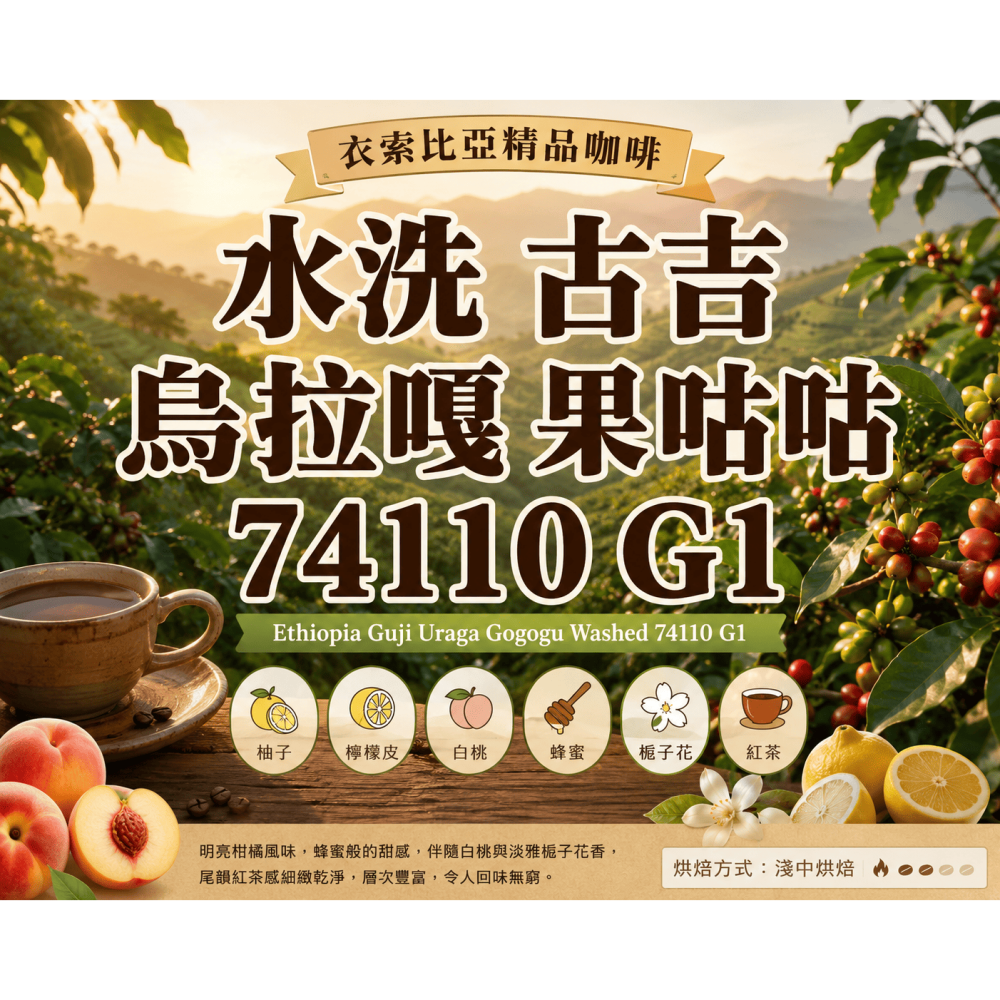 水洗 古吉 烏拉嘎 果咕咕 74110 G1 單品咖啡豆 花果香咖啡豆-細節圖2