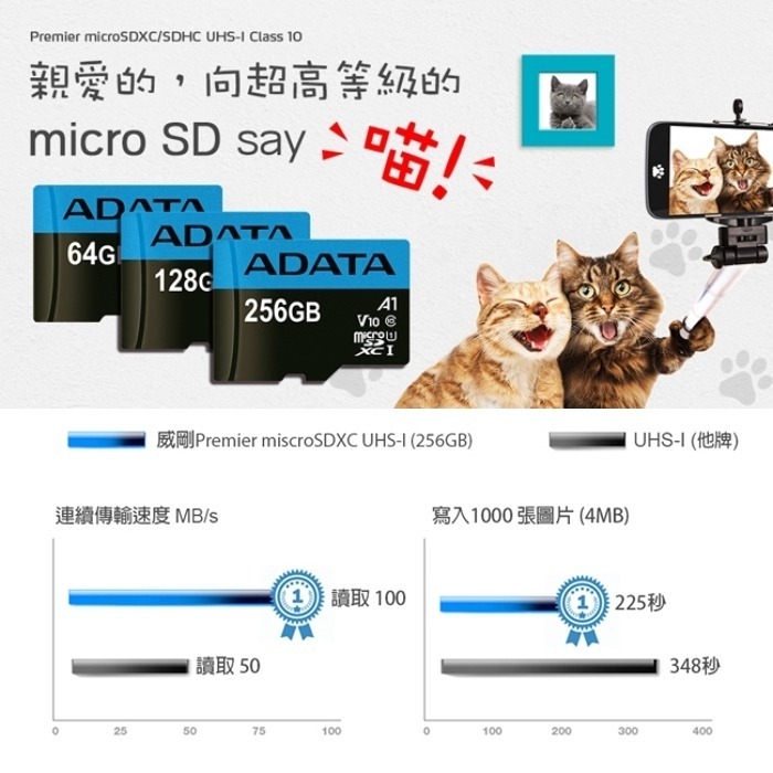 ADATA 威剛 32G 64G 128G 256G microSD 記憶卡 U1 C10 含稅公司貨-細節圖2