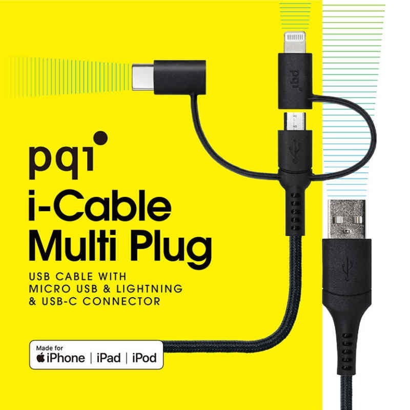 PQI 勁永 i-Cable 3合1 充電傳輸 蘋果MFi認證 100cm 三合一 蘋果/安卓/TypeC-細節圖3