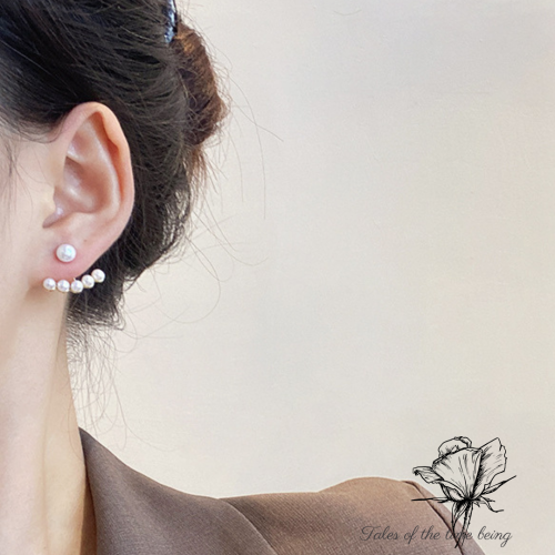 【朝花夕拾】現貨 預購 925銀針 耳飾 耳環 飾品 港風 復古 兩戴 後掛式 珍珠 氣質 個性 特別