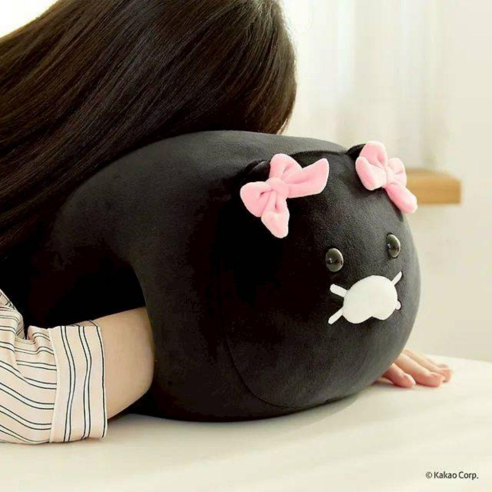 韓國連線 Kakao friends 黑春植暖手枕 午安枕-細節圖3
